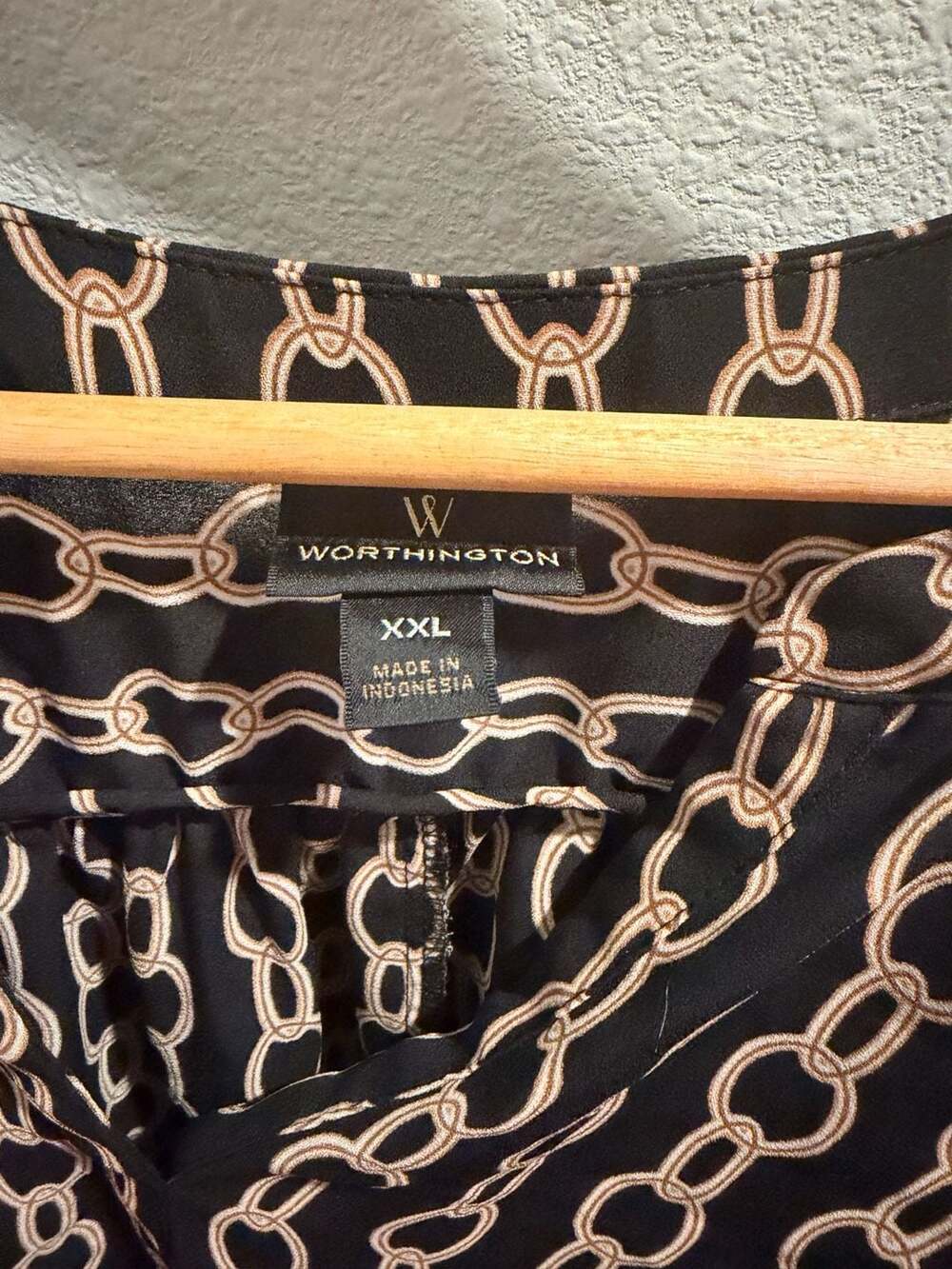 Worthington Women's Chain Print V-Neck Blouse XXL - Picture 2 of 3